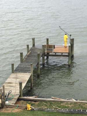 power washing a pier